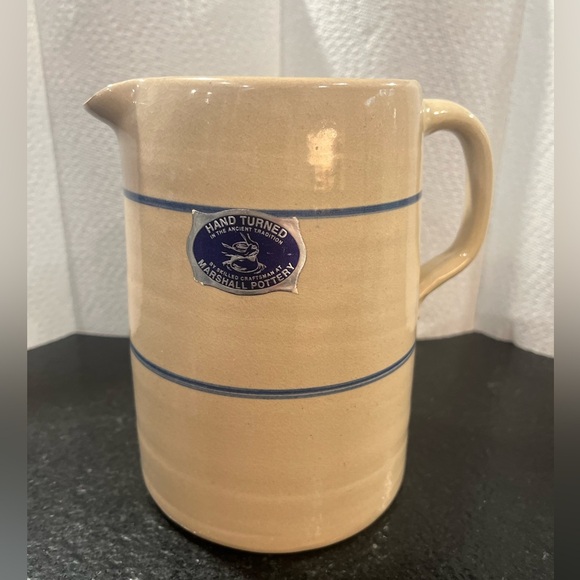 Marshall Pottery Other - Marshall Pottery TX  Pitcher Double Blue Stoneware flowers hand painted painted